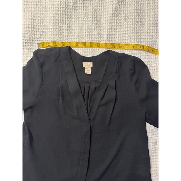 H&M Black Sheer Blouse Women's Size 2 Old Money Work Career Clean Girl - Picture 7 of 8